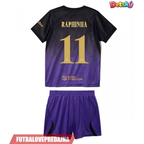 Lacne Dětský Futbalové dres Barcelona Raphinha Belloli #11 2026-27 Krátky Rukáv - Preč (+ trenírky)